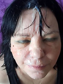 A mature woman from Czech Republic with a lot of cum on her face.
